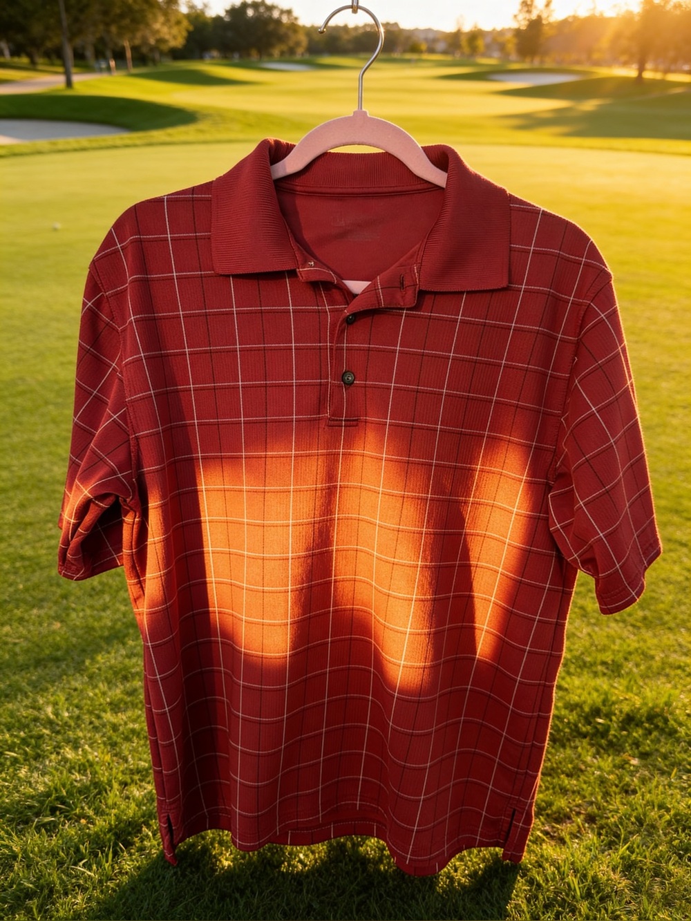 Men's Red Checked Polo Shirt